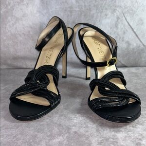 EUC Stuart Weitzman Black Women's‎ Heels Women Sz 9B Elegant Strappy Leather